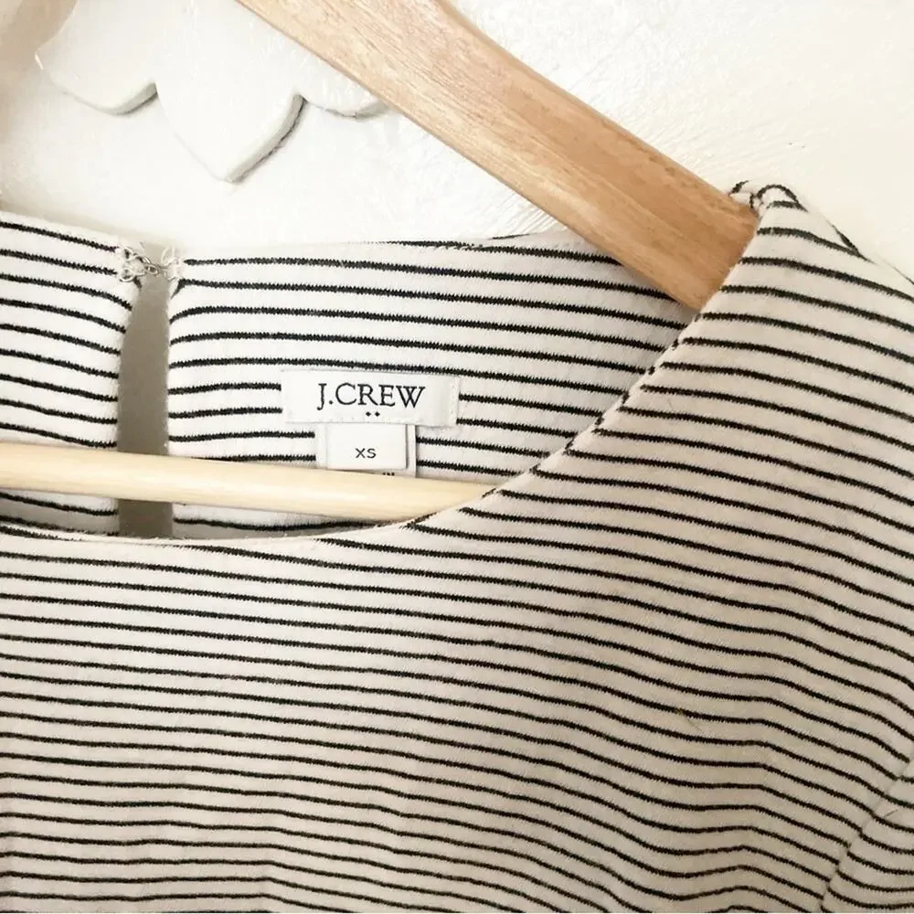 J.Crew Factory Black White Striped Ruffle Sleeve Dress Size XS - Picture 9 of 9